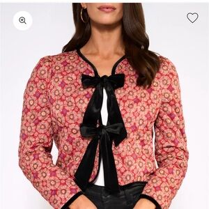 Floral Red Blazer with Black Accents